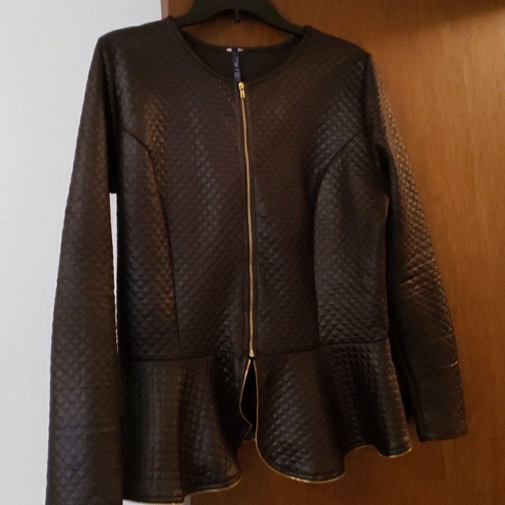 Faux Leather peplum Jacket